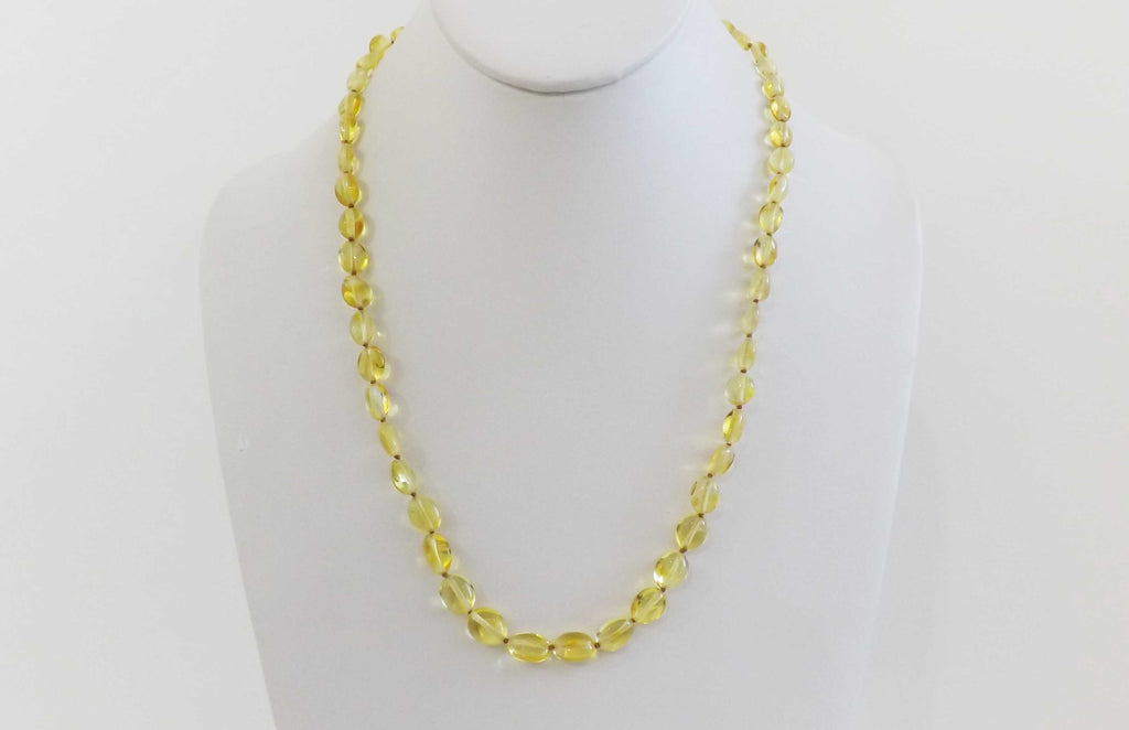 GENUINE  BALTIC AMBER  NECKLACE,LEMON  12 gm  22"  ALLUREGEM S1492