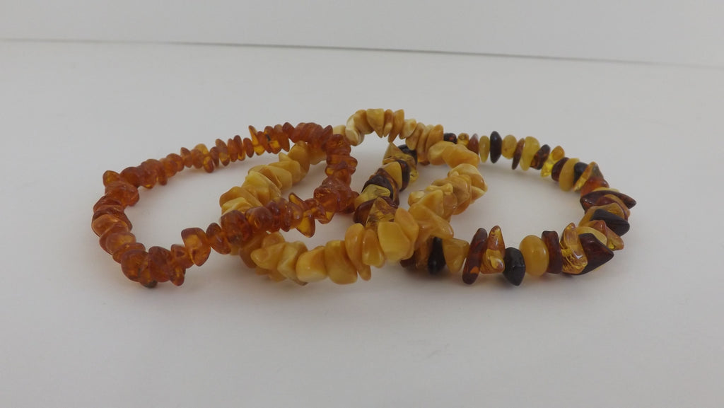 BALTIC AMBER CHIPS STRETCH BRACELET "SET OF 3" 23-25 gm 9-13 mm  7" ALLUREGEM S1185