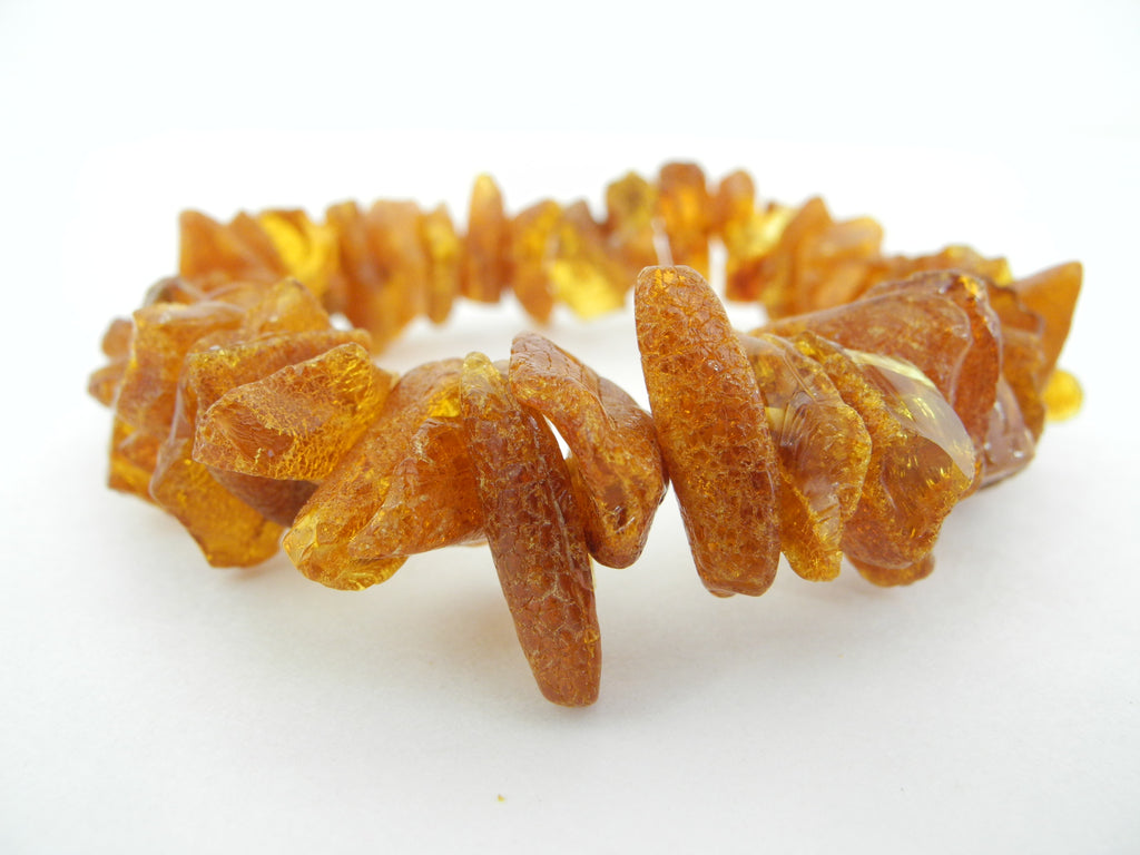 BALTIC AMBER CHIP STRETCH BRACELET RAW HONEY 25 gm 7.5 "  ALLUREGEM S1291