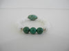 925 GENUINE TURQUOISE & CARVED SHELL BRACELET 31 gm  7.5 " ALLUREGEM S1638