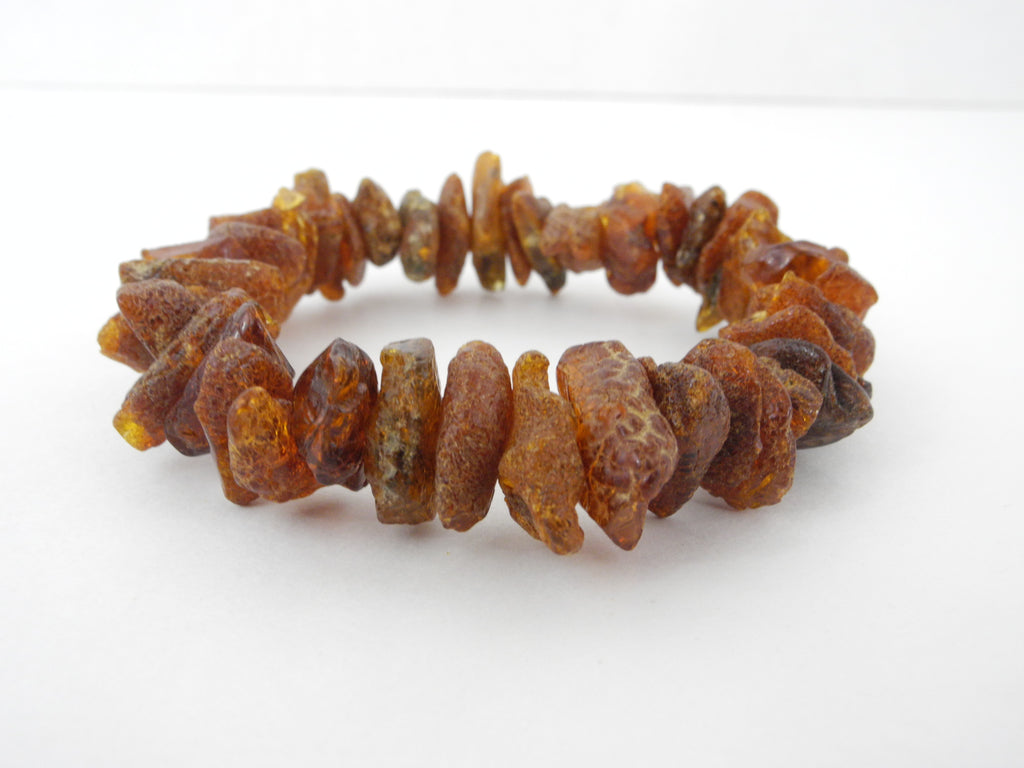 BALTIC AMBER CHIP STRETCH BRACELET RAW HONEY 24 gm 7.5 "  ALLUREGEM S1292