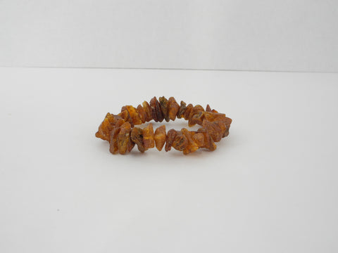 BALTIC AMBER CHIP STRETCH BRACELET RAW HONEY 19 gm 7 "  ALLUREGEM S1267