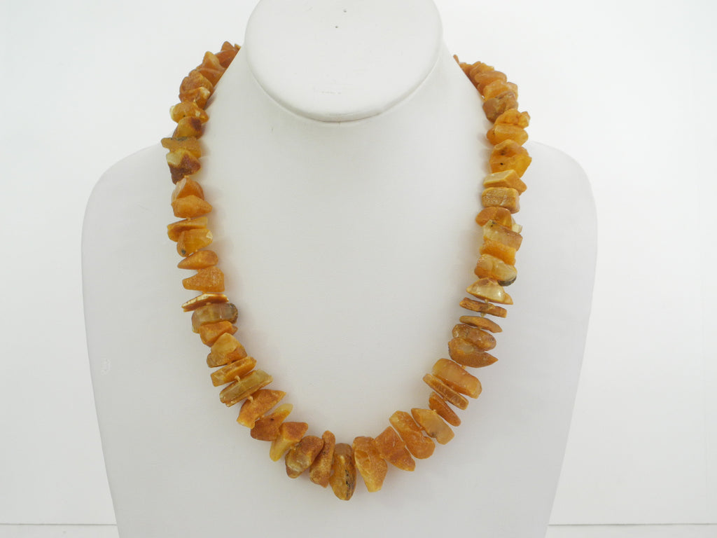 BALTIC AMBER NECKLACE CHIPS RAW GRADUATED, HONEY 47  gm 20 " ALLUREGEM S1272