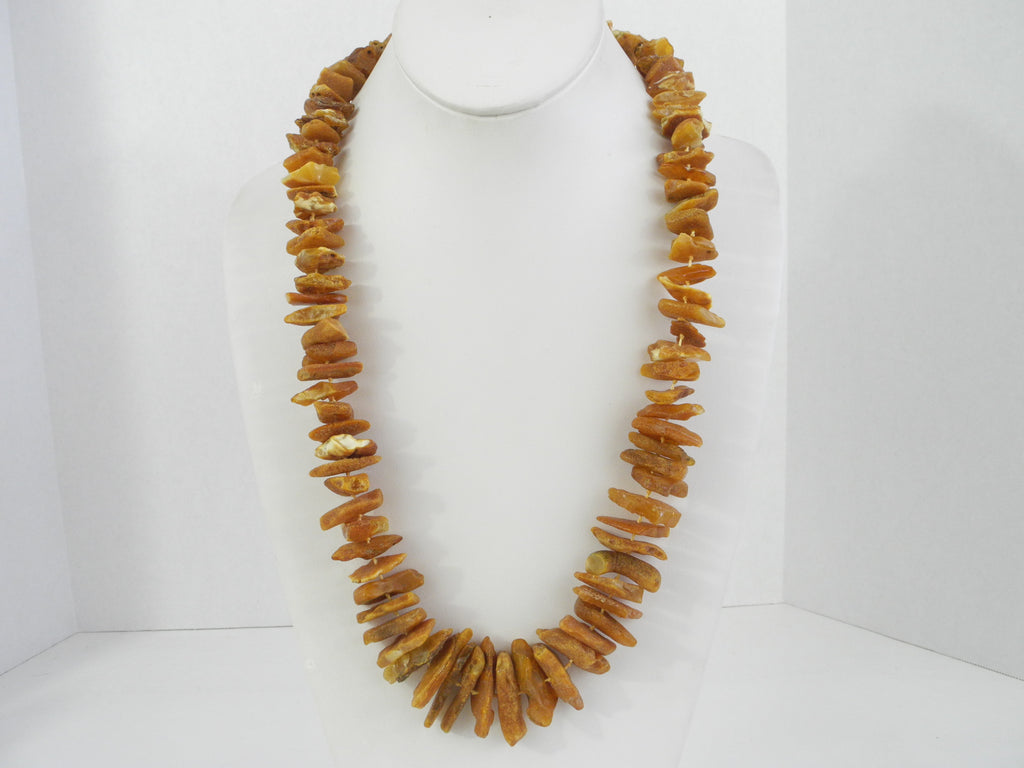 BALTIC AMBER NECKLACE CHIPS RAW GRADUATED, HONEY 83  gm 26 " ALLUREGEM S1289