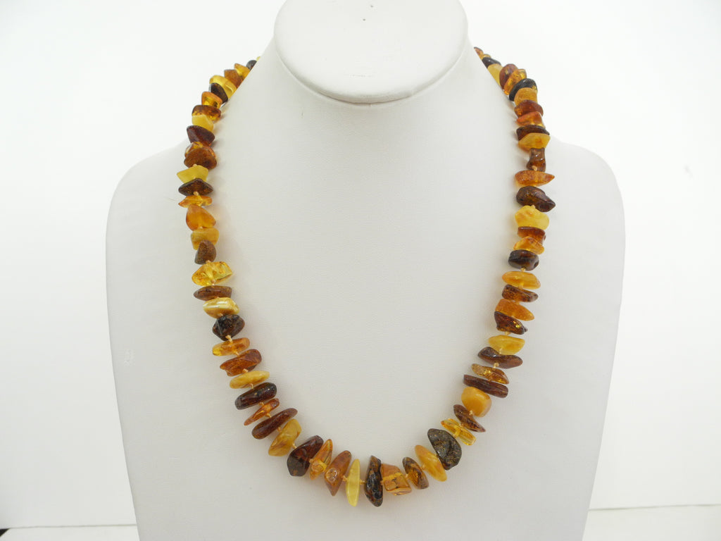 BALTIC AMBER CHIPS NECKLACE,POLISHED MULTI-COLOR 30-32 gm 22 " Alluregem S1114