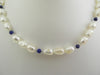 925 STERLING SILVER FRESHWATER PEARL & LAPIS NECKLACE SET, 33 gm 16" ALLUREGEM S1399