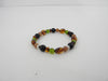 Amber Bracelet, 925  MOONSTONE, ONYX, PERIDOT & AMBER STRETCH BRACELET 11 gm 7.5 "  ALLUREGEM S1681
