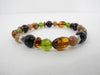 Amber Bracelet, 925  MOONSTONE, ONYX, PERIDOT & AMBER STRETCH BRACELET 11 gm 7.5 "  ALLUREGEM S1681