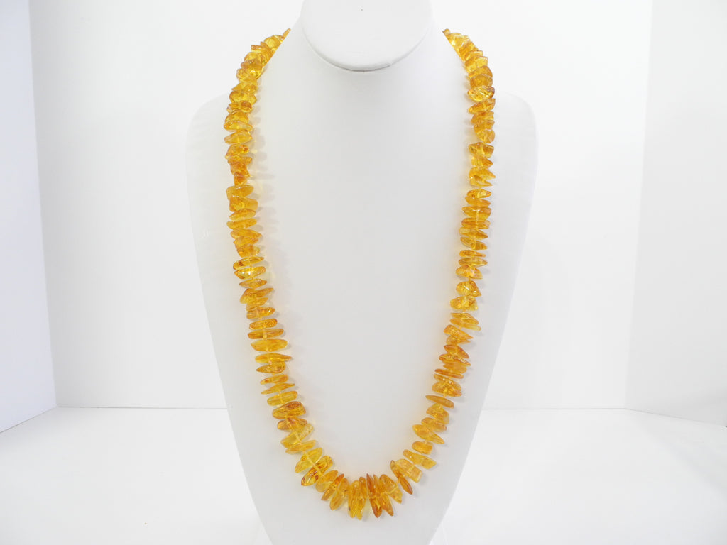 BALTIC AMBER NECKLACE CHIPS GRADUATED, HONEY 60 gm 28 " ALLUREGEM S1020