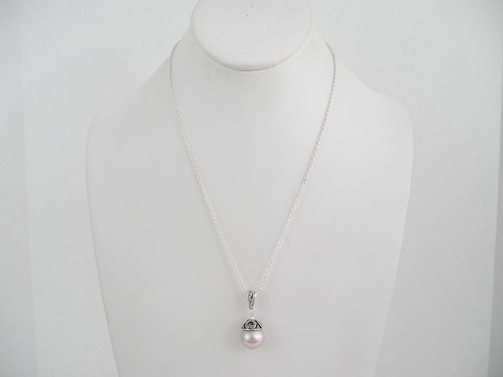 925 Sterling Silver Freshwater Pearl Pendant Necklace 10 gm 13.5 mm 19 " Alluregem S1705