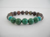 925 STERLING SILVER GENUINE  OPAL & TURQUOISE STRETCH BRACELET 37 gm 8 " ALLUREGEM S1781