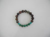 925 STERLING SILVER GENUINE  OPAL & TURQUOISE STRETCH BRACELET 37 gm 8 " ALLUREGEM S1781