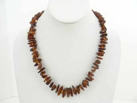 Baltic Amber CHIPS Necklace,GRADUATED DK HONEY 27-32 gm 20 " Alluregem S1038