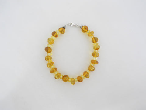 BALTIC AMBER  BRACELET, 925 Sterling Silver 7.5"  ALLUREGEM  S1776