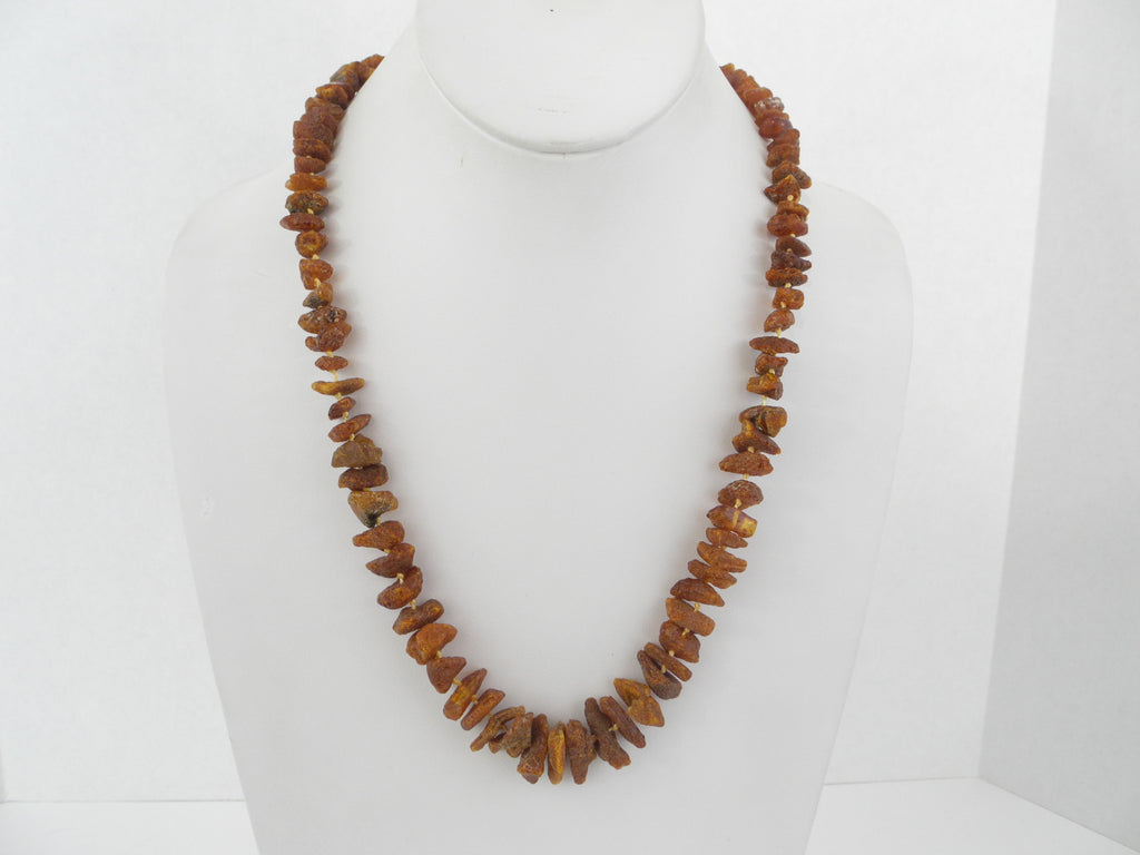 BALTIC AMBER NECKLACE CHIPS GRADUATED, RAW HONEY 29 gm 20 " ALLUREGEM S1278