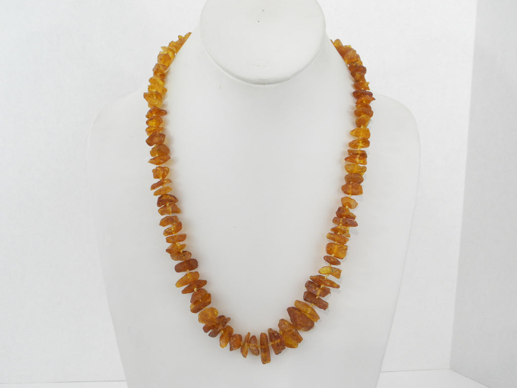 BALTIC AMBER NECKLACE CHIPS RAW GRADUATED, HONEY 32  gm 23 " ALLUREGEM S1271
