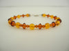 Baltic Amber Bracelet, 925 Sterling Silver, 5.2 gm 6-7  mm, 7"  ALLUREGEM  S1692