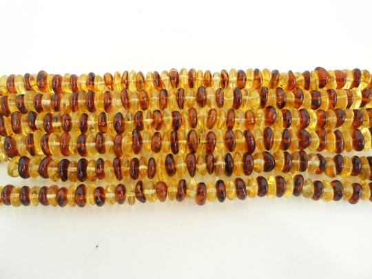 Genuine BALTIC AMBER Beads Strands Rondelle Lemon and Cognac 10-11 mm 8" Alluregem E2104