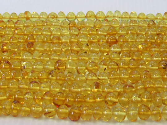 Baltic Amber Bead Strands, Natural Lemon Large Rounded Baroque 20 - 23 Grams, 9 - 10 MM 16" Alluregem E2152