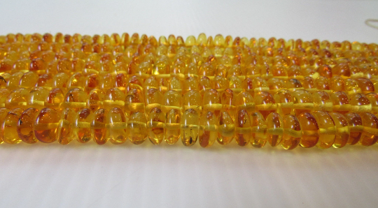 Natural Baltic Amber Beads Strand, Chubby Rondelle Lemon 16" Alluregem E2161