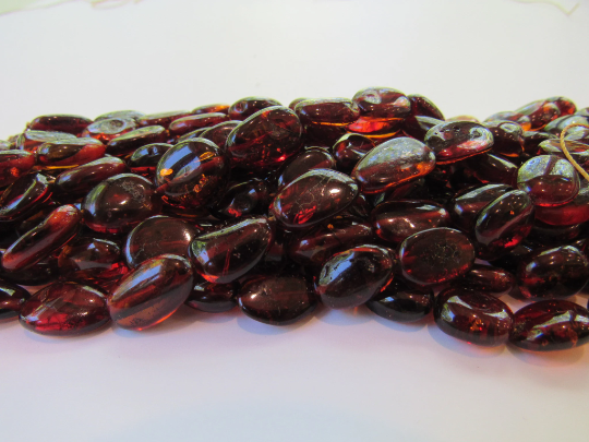 Natural Baltic Amber Bead Strands, Cognac, Large Flat Oval 8" Alluregem E2201