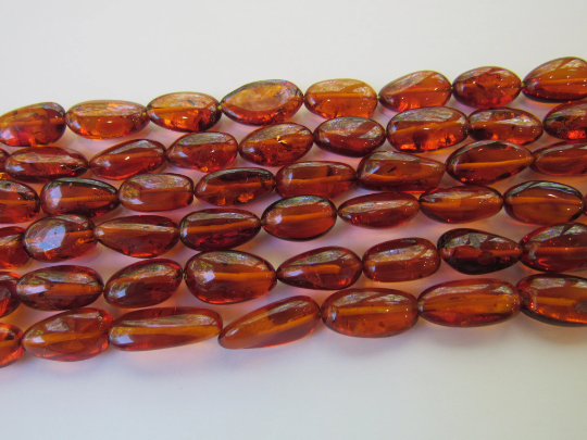 Natural Baltic Amber Bead Strands, Cognac Large Long Oval 16" Alluregem E2207