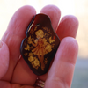 Carved Baltic Amber Stone for Pendant, Unset Focal Bead Stone, Pendant Bead E2955