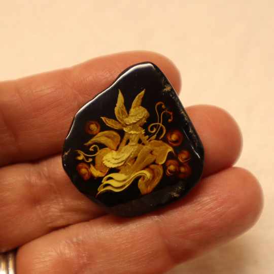 Genuine Baltic Amber Carved Cabochon, 3.3gm, Unset Hand Carved Stone, Alluregem E3095