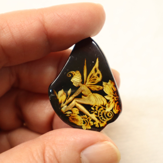 Genuine Baltic Amber Carved Cabochon, 3.5gm, Unset Hand Carved Focal Stone, Alluregem E3096