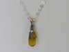 BALTIC AMBER PENDANT NECKLACE, 925 Sterling Silver, FACETED LEMON 20" ALLUREGEM S1033