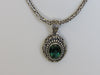 925 STERLING SILVER GREEN GARNET NECKLACE & BRACELET SET, 42 gm  ALLUREGEM S1091