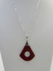 925 STERLING SILVER LARGE RED CORAL PENDANT NECKLACE12 gm 20" ALLUREGEM S1053