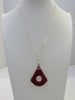 925 STERLING SILVER LARGE RED CORAL PENDANT NECKLACE12 gm 20" ALLUREGEM S1053
