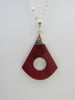925 STERLING SILVER LARGE RED CORAL PENDANT NECKLACE12 gm 20" ALLUREGEM S1053
