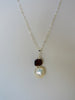 BAROQUE PEARL & BALTIC AMBER PENDANT NECKLACE, 925 Sterling Silver 20"  ALLUREGEM  S1011