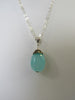 AQUA BLUE CHALCEDONY PENDANT NECKLACE, 925 Sterling Silver, 20"  ALLUREGEM  S1099