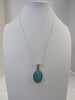 925 STERLING SILVER AQUA BLUE CHALCEDONY PENDANT 20 " ALLUREGEM S1133