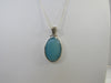 925 STERLING SILVER AQUA BLUE CHALCEDONY PENDANT 20 " ALLUREGEM S1133