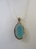 925 STERLING SILVER AQUA BLUE CHALCEDONY PENDANT 20 " ALLUREGEM S1133
