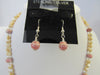 925 STERLING SILVER BROWN & PINK RHODOCHROSITE & MOTHER OF PEARL NECKLACE SET 20 " S1143