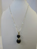 925 STERLING SILVER BLACK ONYX PENDANT NECKLACE,  19 gm  20"  ALLUREGEM S1144