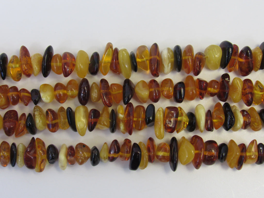 GENUINE BALTIC AMBER BEADS STRANDS, MULTI-COLOR, 7-10 mm  16" ALLUREGEM S1154