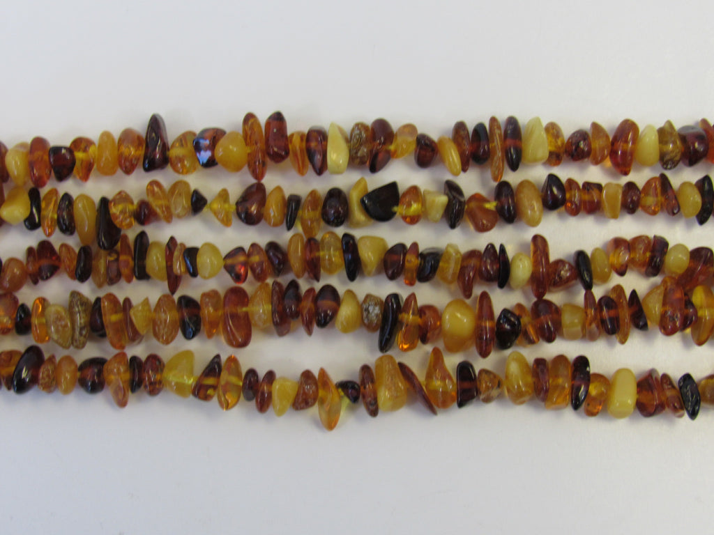 GENUINE BALTIC AMBER BEADS STRANDS, MULTI-COLOR, 3-6 mm  16" ALLUREGEM S1155