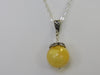 Natural Baltic Amber Pendant Necklace, 925 Sterling Silver Butter 20" ALLUREGEM S1167
