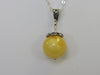 Natural Baltic Amber Pendant Necklace, 925 Sterling Silver Butter 20" ALLUREGEM S1167