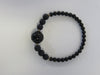 GENUINE BLACK CARVED & MATTE ONYX  STRETCH BRACELET 7 gm 5.25" ALLUREGEM S1169