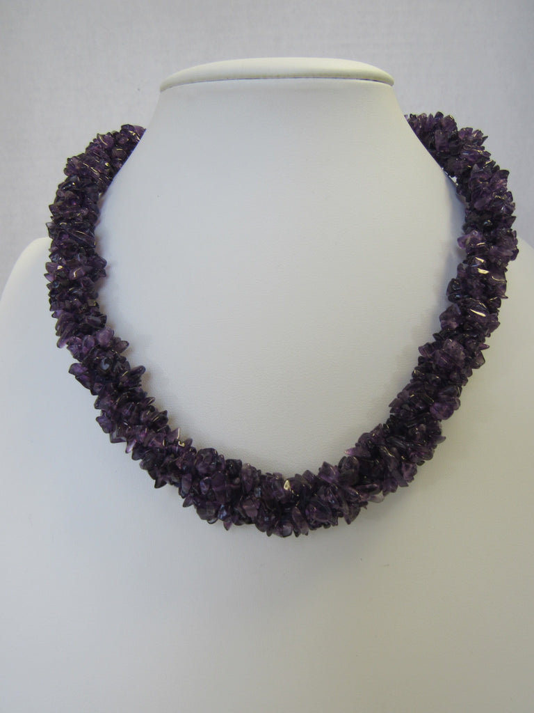 925 STERLING SILVER WRAPPED AMETHYST ADJUSTABLE NECKLACE ALLUREGEM S1188