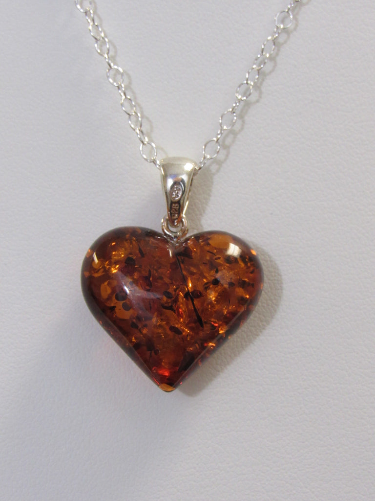 Genuine Baltic Amber Pendant Necklace, 925 Sterling Silver 18"   ALLUREGEM  S1138