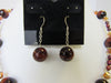 925 STERLING SILVER RED TIGER'S EYE, CRYSTAL & PEARL  NECKLACE SET 41 gm 18 "  ALLUREGEM S1227