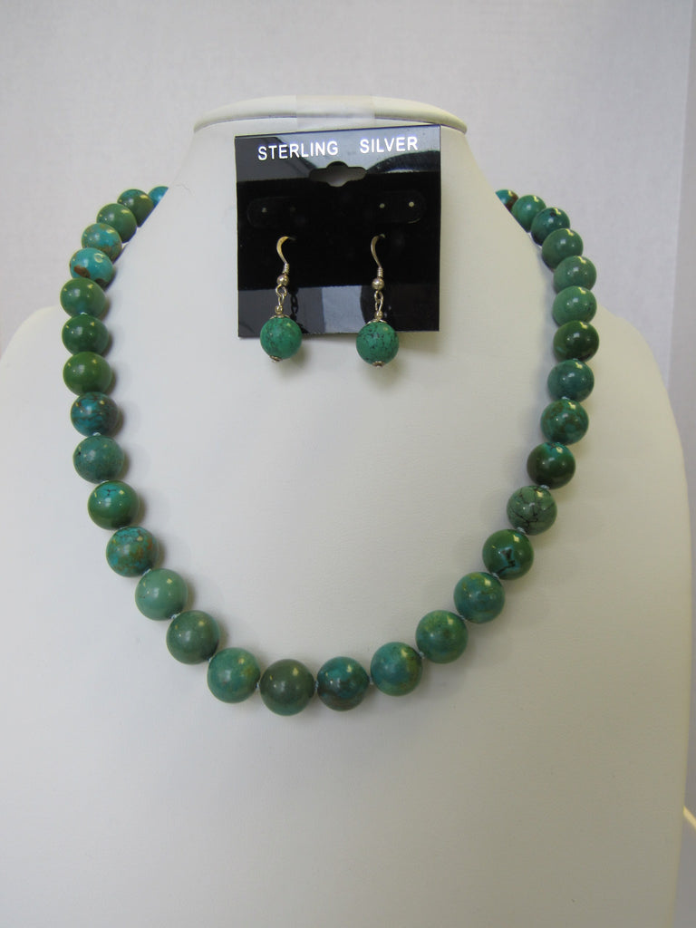 925 STERLING SILVER & TURQUOISE NECKLACE SET, 92 gm 20 "  ALLUREGEM S1229